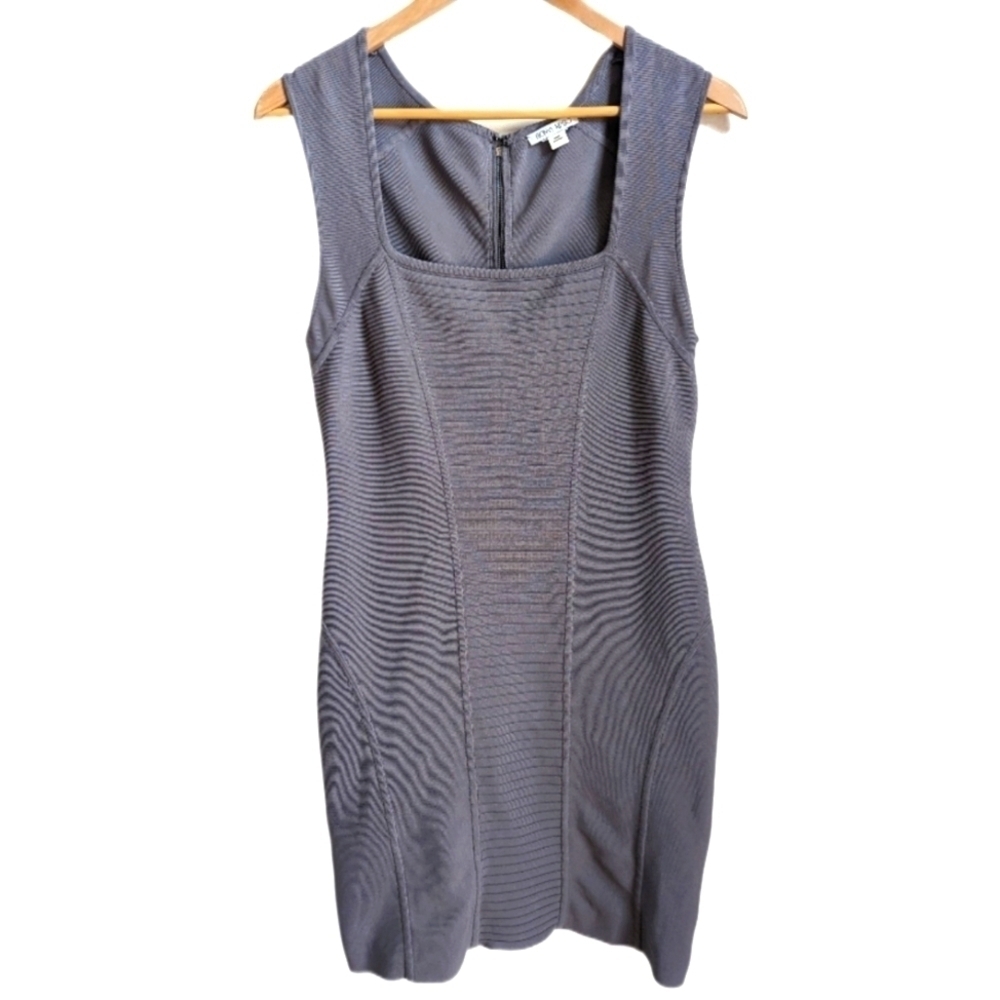 RONNY KOBO Grey Bodycon Bandage Strechy Cocktail Feminine Mini Dress Large